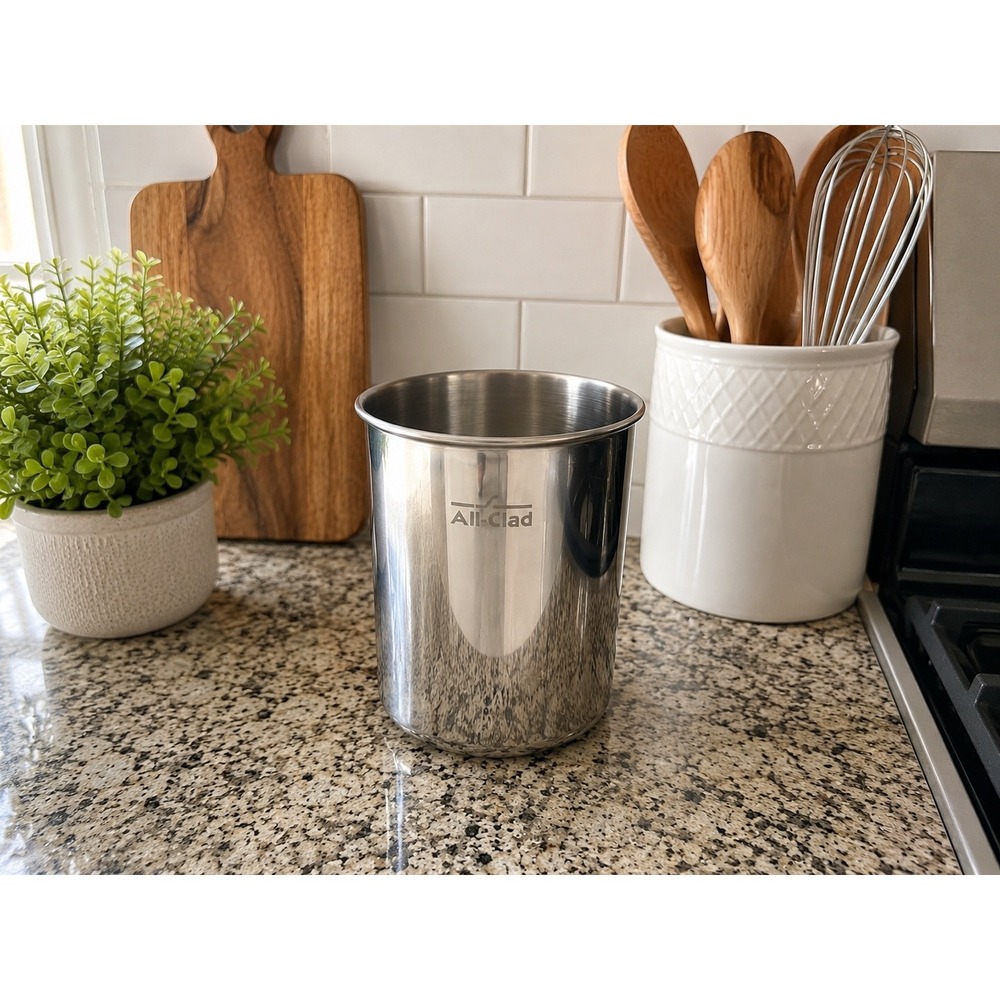 All-Clad Stainless Steel Utensil Holder Utility Canister Crock Silver AX0725